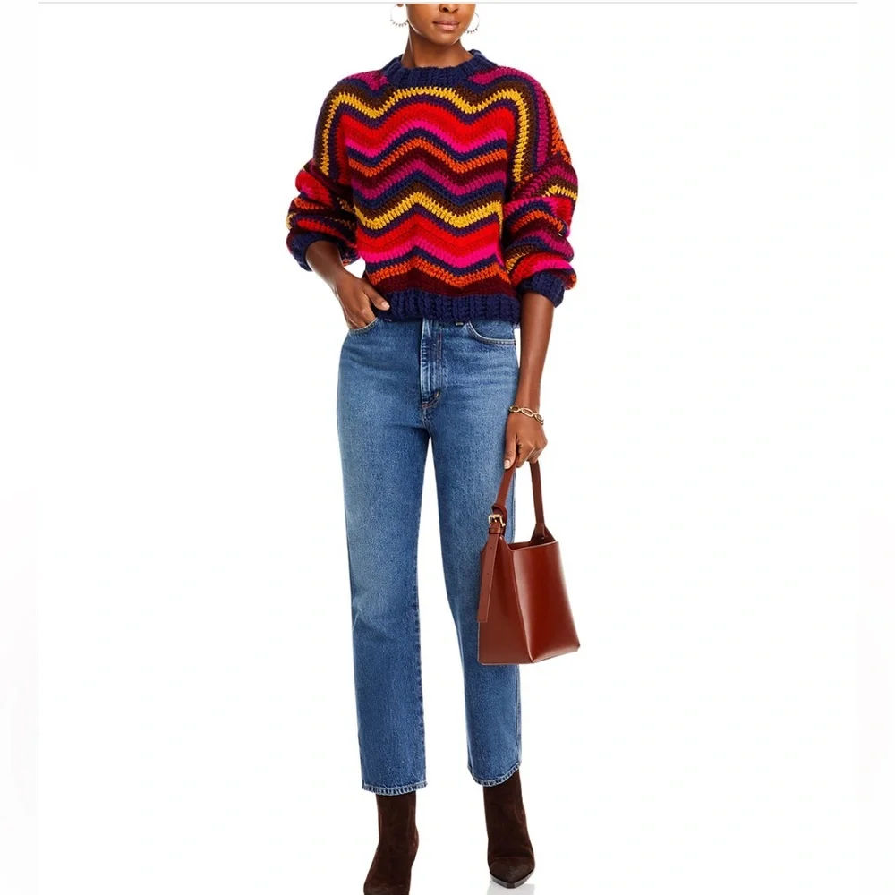 Farm Rio Colorful Waves Crochet Sweater XXS - Picture 2 of 11